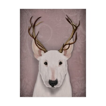 Fab Funky 'Bull Terrier And Antlers' Canvas Art,14x19